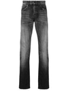 Saint Laurent Faded Straight-leg Jeans In Black