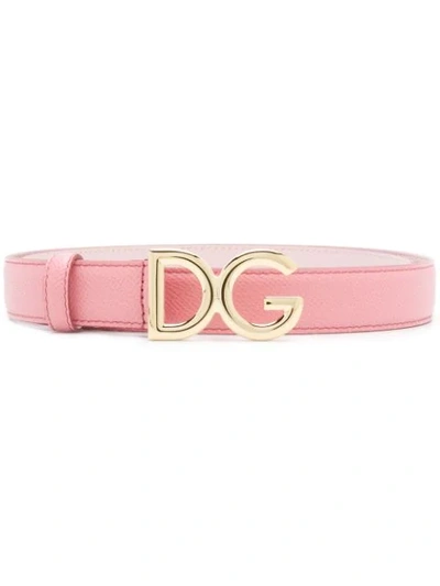 Dolce & Gabbana Dg Logo Buckle Belt In Pink