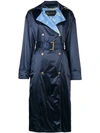 VERSACE VERSACE EMBELLISHED TRENCH COAT - BLUE,A80114A22350812991608