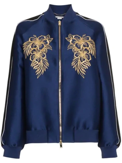Stella Mccartney Lorinda Embroidered Bomber Jacket In Blue