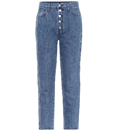 J Brand Heather Cropped Faded High-rise Straight-leg Jeans In Blue