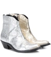 GOLDEN GOOSE YOUNG METALLIC LEATHER ANKLE BOOTS,P00318036