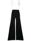 Galvan Eclipse Crepe And Satin Jumpsuit In Black/white
