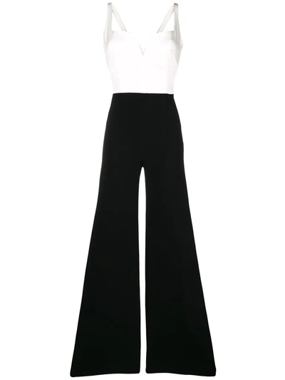 Galvan Eclipse Crepe And Satin Jumpsuit In Black/white