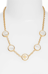 TORY BURCH MOTHER-OF-PEARL STATION NECKLACE,37354