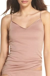 Hanro Seamless V-neck Cotton Camisole In Soft Almond