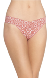 Hanky Panky Cross-dyed Signature Lace Original-rise Thong In Pink Sands/ Marshmallow