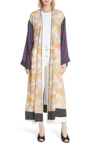 Elizabeth And James Shawna Floral Patchwork Silk Kimono In Multi