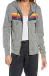 Aviator Nation 5 Stripe Zip Hoodie Heather Grey Xxl In Heather Grey