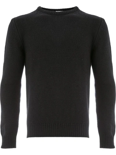 Saint Laurent Logo Patch Cashmere Jumper In Black