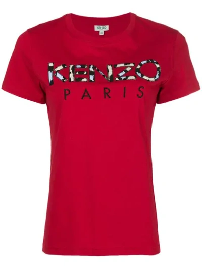 Kenzo Logo Print T-shirt In Red
