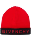 GIVENCHY GIVENCHY CONTRAST LOGO BEANIE HAT - RED,BPZ0084Y1N12990094