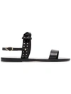 ANCIENT GREEK SANDALS black Clio double strap leather bow sandals,CLIOBOWPOISECRU12970195