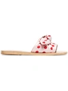 ANCIENT GREEK SANDALS ANCIENT GREEK SANDALS PINK AND RED TAYGETE POLKA DOT SATIN BOW SLIDES,TAYGETEBOWPOISRED12970180