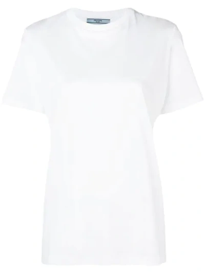 Prada Appliquéd Cotton-jersey T-shirt In White