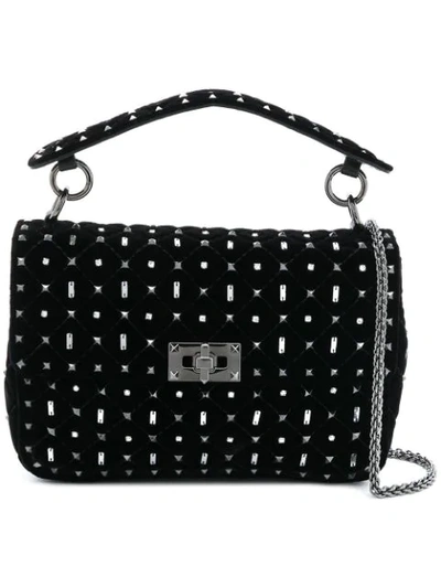 Valentino Garavani Valentino - Rockstud Spike Crystal Embellished Velvet Bag - Womens - Black