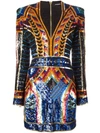 BALMAIN BALMAIN EMBELLISHED SEQUIN FITTED DRESS - MULTICOLOUR,3369198X11828412