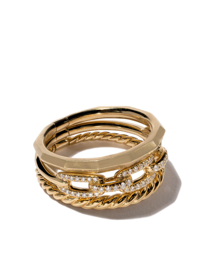 David Yurman 18kt Yellow Gold Stax Diamond Narrow Ring In 88adi