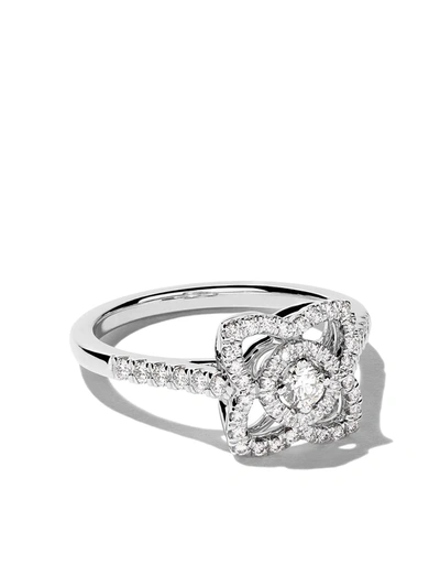 De Beers Enchanted Lotus 18ct White-gold And 0.33ct Round-cut Diamond Ring In 18k White Gold