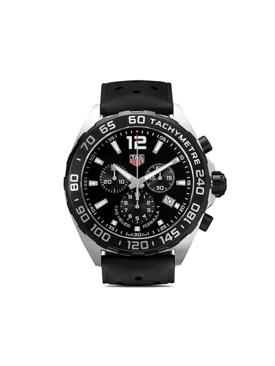 Tag Heuer Men's Formula 1 43mm Stainless Steel & Rubber Strap Quartz Chronograph Watch In Black