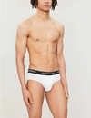 EMPORIO ARMANI EMPORIO ARMANI MEN'S WHITE AND NAVY BLUE PACK OF TWO LOGO SLIM-FIT COTTON BRIEFS,43258574