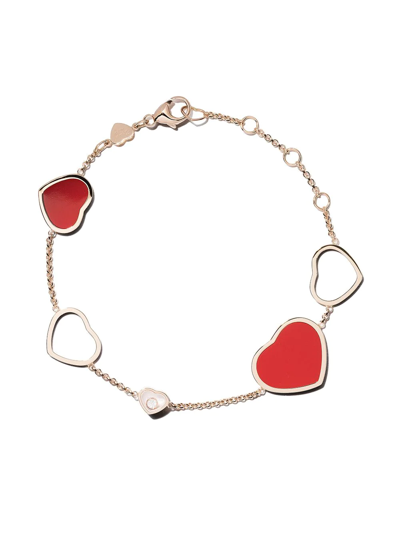 Chopard Women's Happy Hearts 18k Rose Gold, Enamel & Diamond Charm Bracelet