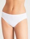 HANRO HANRO WOMEN'S WHITE SEAMLESS MIDI COTTON-JERSEY BRIEFS,53555502