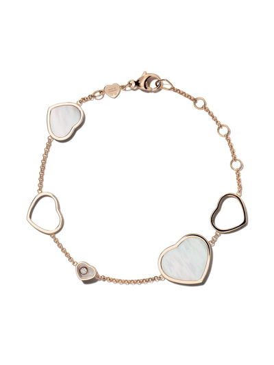 CHOPARD 18KT ROSE GOLD HAPPY HEARTS MOTHER OF PEARL AND DIAMOND BRACELET,857482503112916514