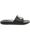 Nike Benassi Logo-embossed Rubber Sliders In Black White