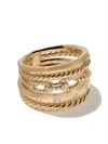 David Yurman 18kt Yellow Gold Stax Diamond Wide Ring In 88adi