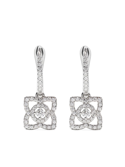 De Beers 18kt White Gold Enchanted Lotus Diamond Sleeper Earrings