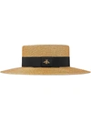 GUCCI BEE-DETAIL LAMÉ BOATER HAT