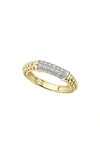 LAGOS CAVIAR 18K GOLD & DIAMOND PAVÉ STACKING RING,02-10245-DD7