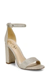 Sam Edelman Yaro Chunky-heel Glam Mesh Ankle-wrap Sandal In Silver