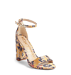 Sam Edelman Yaro Chunky-heel Jacquard Ankle-wrap Sandal In Yellow Multi Jacquard Fabric