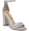 Sam Edelman Yaro High-heel Glittered Mesh Sandals In Soft Silver Fabric