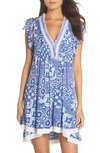 Poupette St Barth Poupette St. Barth Sasha Cover-up Minidress In Blue Mali