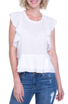 LIVERPOOL RUFFLE COTTON BLEND TOP,LM1549Y20