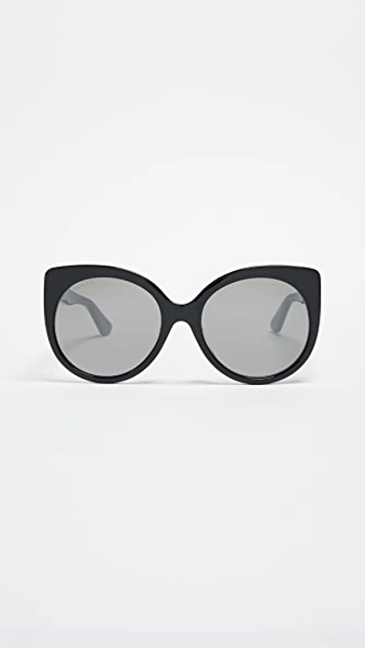 Gucci 54mm Cat Eye Sunglasses - Black/ Grey Gradient In Grey-black