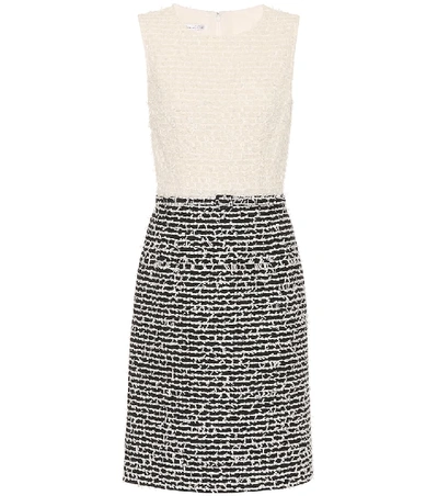 Oscar De La Renta Sleeveless Scribble-knit Sheath Dress In Black