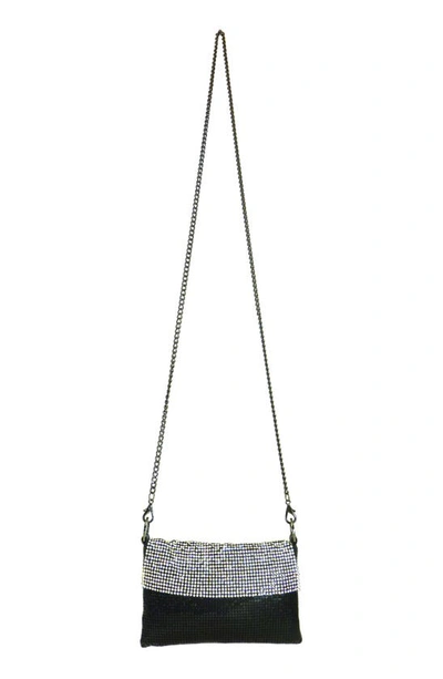 Whiting & Davis Saint Crystal Flap Crossbody In Black