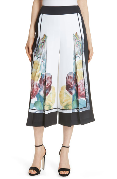 Ted Baker Wide Leg Culottes In Tranquility Floral - Multi In White