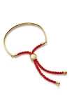 Monica Vinader Engravable Fiji Friendship Bracelet In Yellow Gold/ Coral