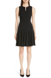 Akris Sleeveless Zip-front Seamed A-line Dress In Black