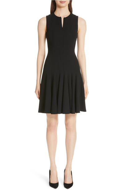 Akris Sleeveless Zip-front Seamed A-line Dress In Black