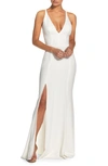 Dress The Population Iris Crepe Trumpet Gown In Off White