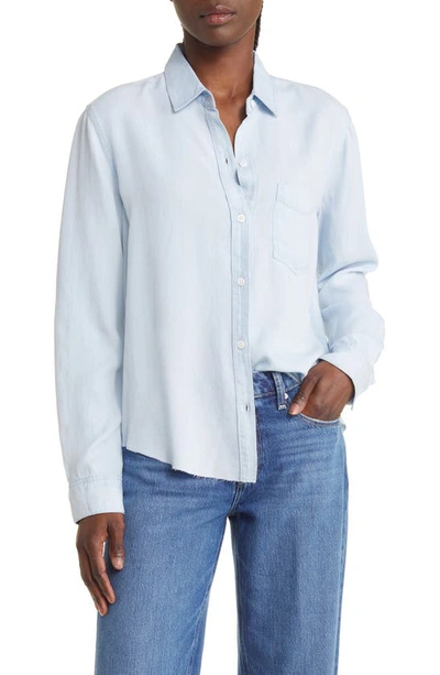 Rails Ingrid Raw-edge Button-front Chambray Shirt In Denim-lt