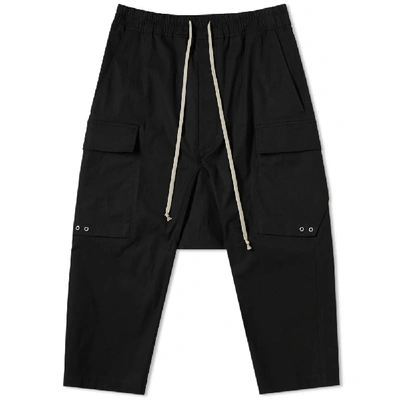 Rick Owens Drawstring Cropped Cargo Trouser In Black