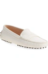 Tod's Gommino Textured-leather Loafers In White