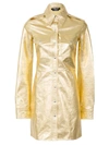 Calvin Klein 205w39nyc Gold Leather Uniform Shirt Dress